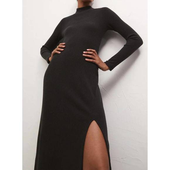 NEW Z SUPPLY ophelia mock neck dress in black - Picture 4 of 5